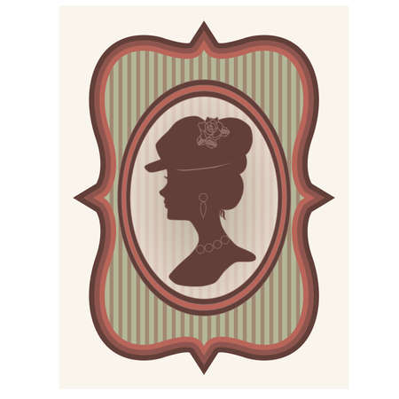 Vintage card with woman silhouetteのイラスト素材