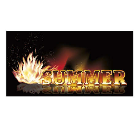 Summer time fire banner illustrationのイラスト素材
