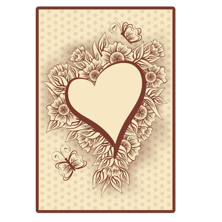 Heart poker vintage playing card, illustrationのイラスト素材