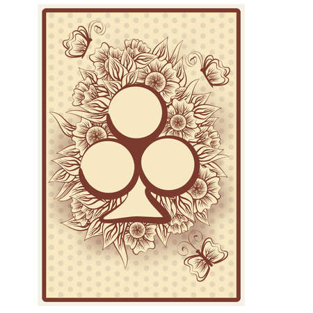 Club poker vintage playing card, illustrationのイラスト素材