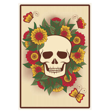 Poker card with skull, illustrationのイラスト素材