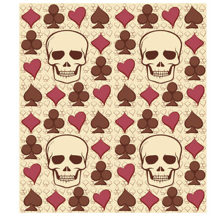 Poker seamless pattern with skull,  illustrationのイラスト素材
