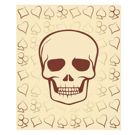 Vintage seamless poker skull background, illustrationのイラスト素材
