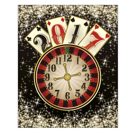 New 2017 year casino  background with poker cards, illustrationのイラスト素材