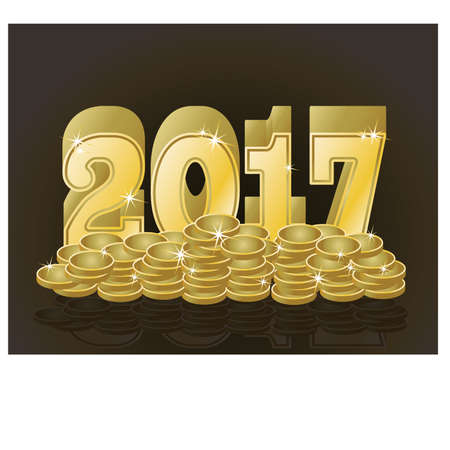 Happy rich golden new year 2017 wallpaperのイラスト素材