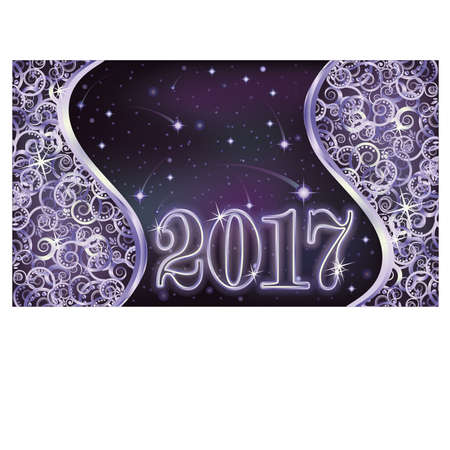 Happy new year 2017 silver background, vector illustration