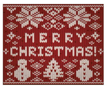 Merry Christmas knitted wallpaper, vector illustrationのイラスト素材