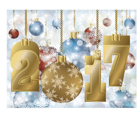 Happy new year 2017 golden greeting card, vector illustrationのイラスト素材