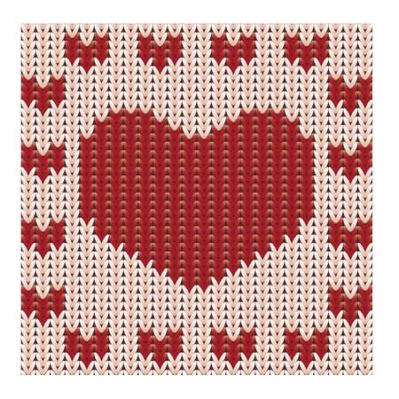 Knitted heart, valentines day card, vector illustrationのイラスト素材