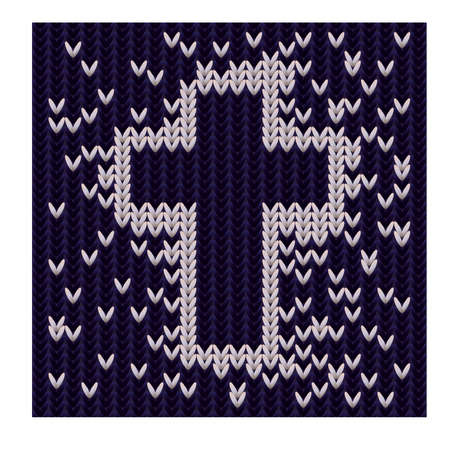 Knitted christian cross card, vector illustrationのイラスト素材