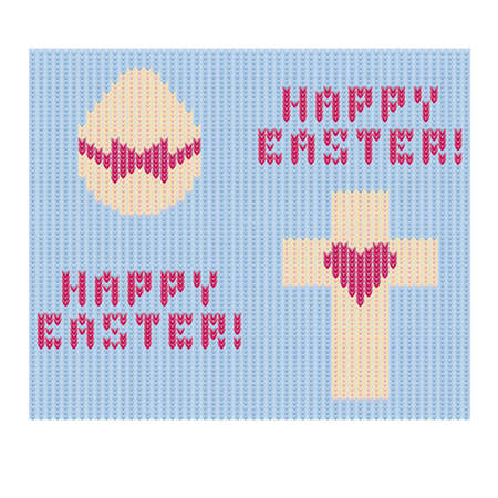 Happy easter knitting pattern, vector illustrationのイラスト素材