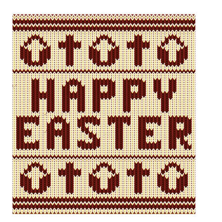 Happy Easter knitted background, vector illustrationのイラスト素材