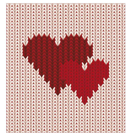 Happy Valentines day, knitting hearts, vector illustrationのイラスト素材