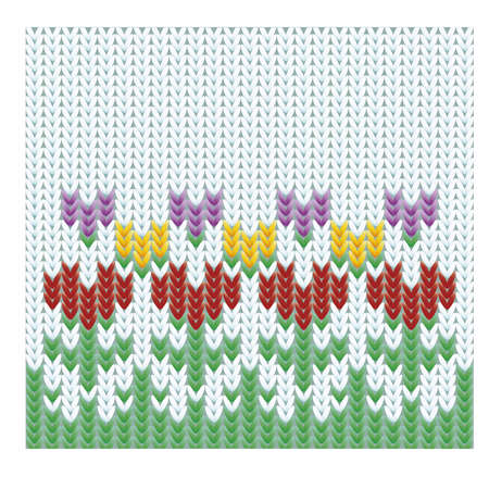 Spring time knitted floral banner, vector illustrationのイラスト素材