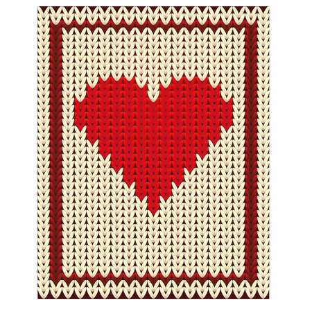 Knitted poker card hearts, vector illustrationのイラスト素材