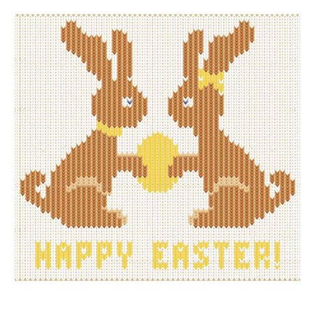 Happy Easter knitted bunny , vector illustrationのイラスト素材
