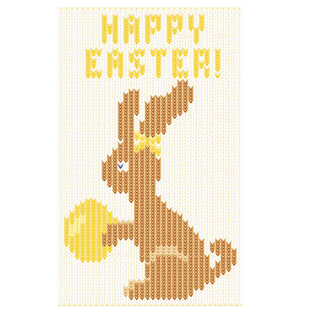 Happy Easter knitting greeting card, vector illustrationのイラスト素材