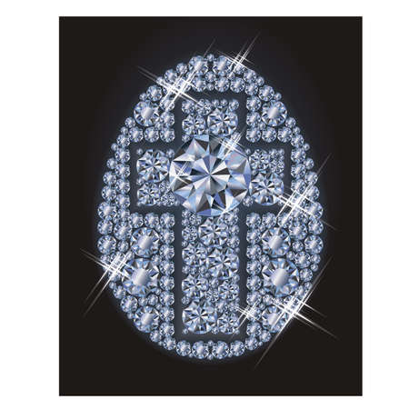 Diamond Easter egg with cross, Happy Easter card, vector illustrationのイラスト素材