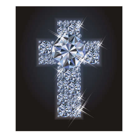 Diamond cross catholic card, vector illustrationのイラスト素材