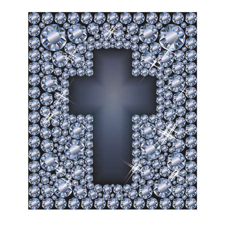 Diamond Easter card with catholic cross, vector illustrationのイラスト素材
