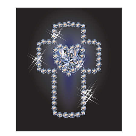 Easter Diamond cross and heart, vector illustrationのイラスト素材