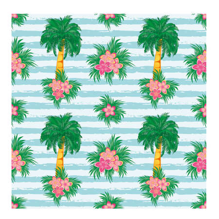 Palm tree floral seamless pattern, vector illustrationのイラスト素材