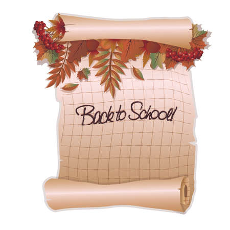 Back to school background with a leaf, vector illustrationのイラスト素材