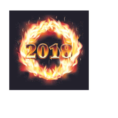 New year 2018 fire wallpaper, vector illustrationのイラスト素材