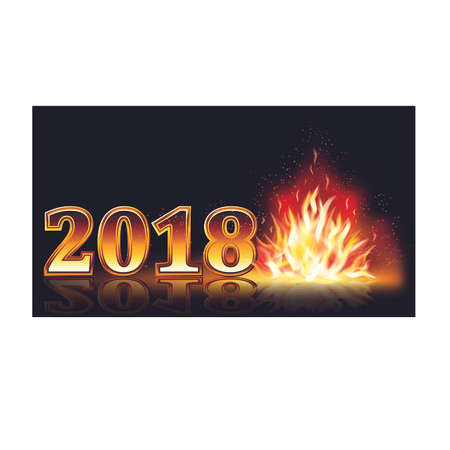 New year 2018 fire greeting banner, vector illustrationのイラスト素材