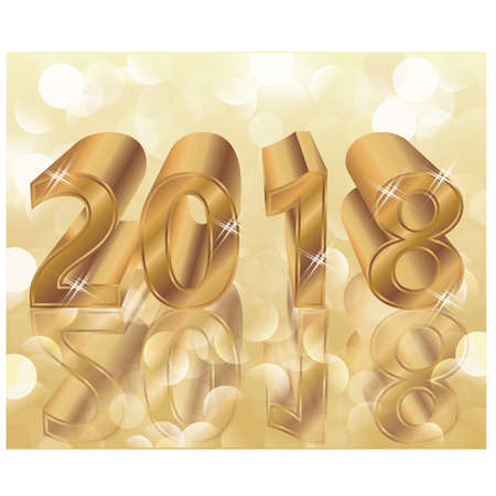 Happy New Year 2018 golden card, vector illustrationのイラスト素材