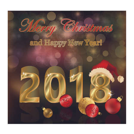 Happy New Year 2018 golden background, vector illustrationのイラスト素材