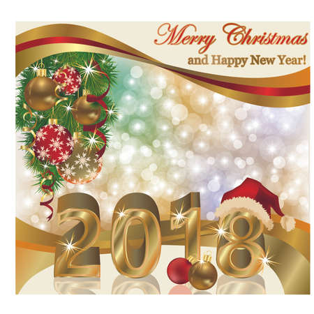 Happy new year 2018 wallpaper, vector illustrationのイラスト素材