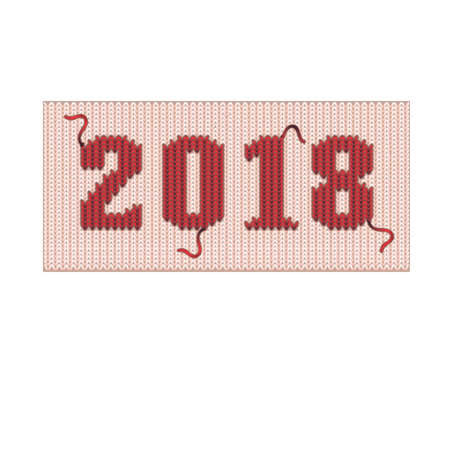 Happy New 2018 year knitted banner, vector illustration.のイラスト素材