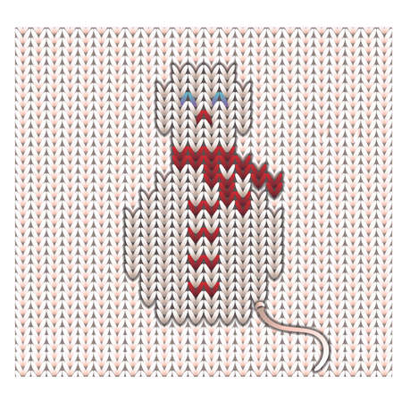 Winter snowman knitted card, vector illustrationのイラスト素材