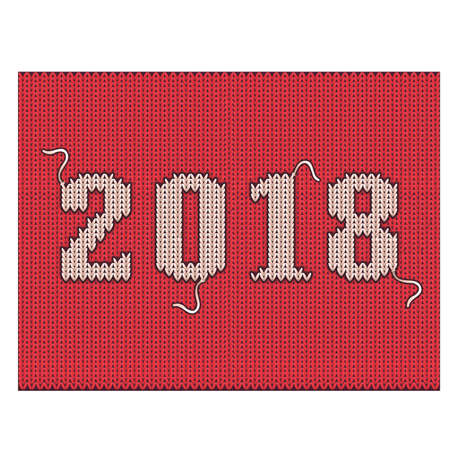 Happy new 2018 year knitted card, vector illustrationのイラスト素材