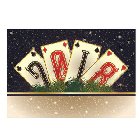 Poker new 2018 year card, vector illustrationのイラスト素材