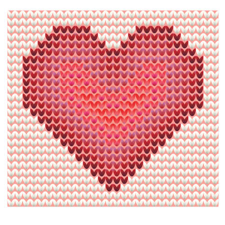 Knitted heart, valentines day card. Vector illustrationのイラスト素材