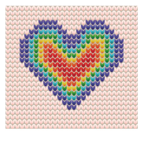 Knitted rainbow heart. Vector illustrationのイラスト素材