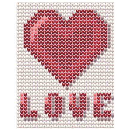 Happy Valentines day knitted card, vector illustrationのイラスト素材