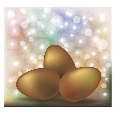 Easter wallpaper with golden eggs, vector illustrationのイラスト素材