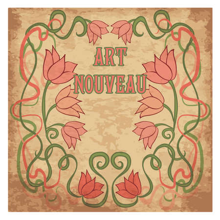 Floral wallpaper in art nouveau style, vector illustrationのイラスト素材