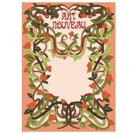 Floral card in art nouveau style, vector illustrationのイラスト素材