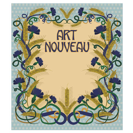 Wheaten card in art nouveau style, vector illustrationのイラスト素材