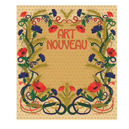 Wheaten wallpaper in art nouveau style, vector illustrationのイラスト素材