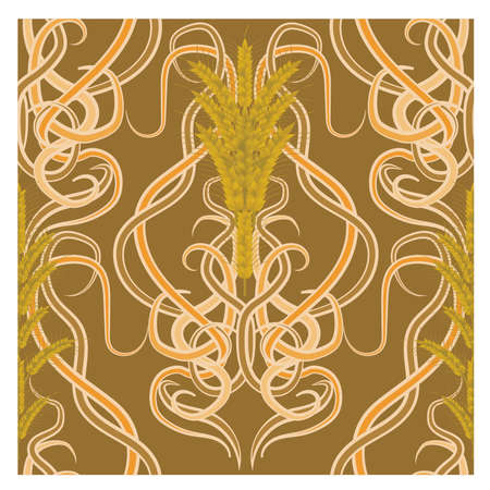 Seamless background with wheat in art nouveau style, vector illustrationのイラスト素材