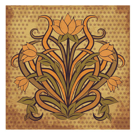 Floral card in art nouveau style, vector illustrationのイラスト素材
