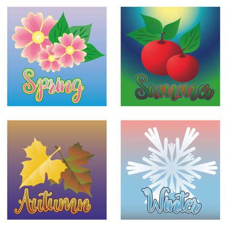 Four seasons cards, vector illustrationのイラスト素材