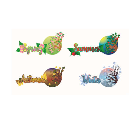 Four seasons greeting banners, vector illustrationのイラスト素材