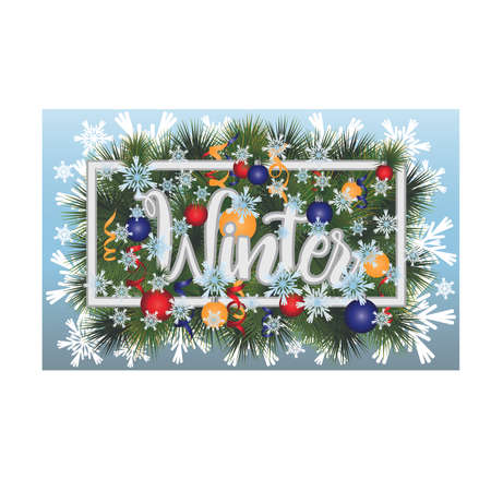 Season winter time banner, vector illustrationのイラスト素材