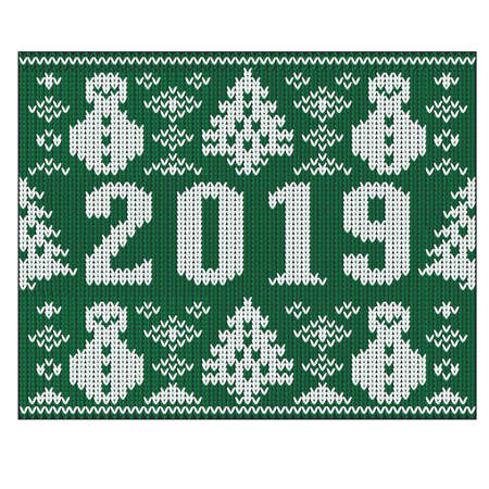 Christmas jumper texture, New Year 2019 knitted texture, vector illustrationのイラスト素材